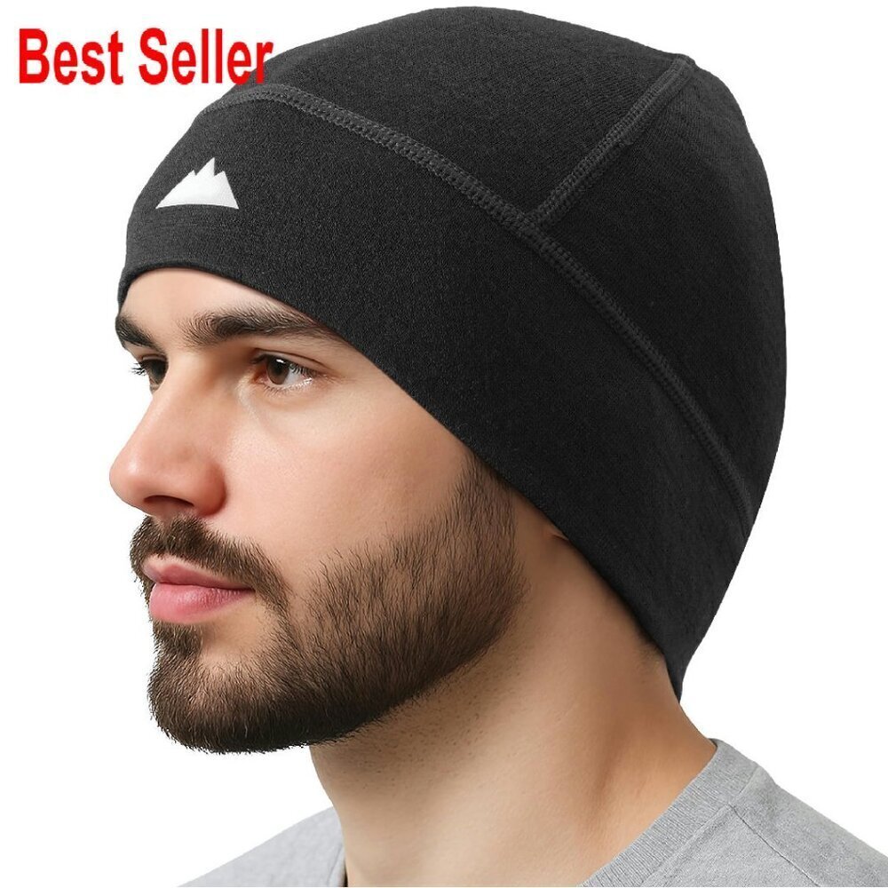 Merino Wool Sport Beanie Ultra Soft Stretch Fit Winter Running Hat